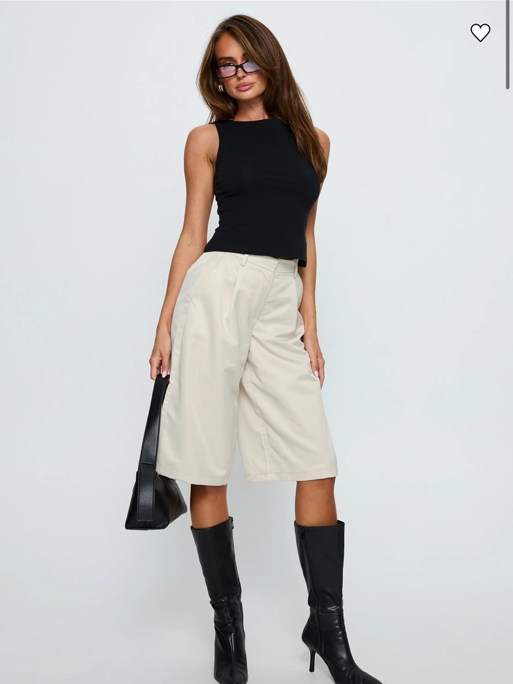 Princess Polly Jakai Longline Tailored Cream Shorts